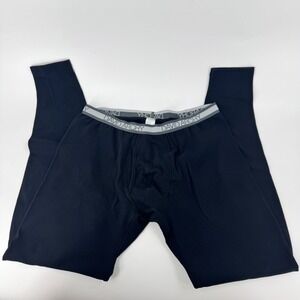 David Archy Mens Black Cotton Spandex Long Johns Thermal Underwear Base Layer L